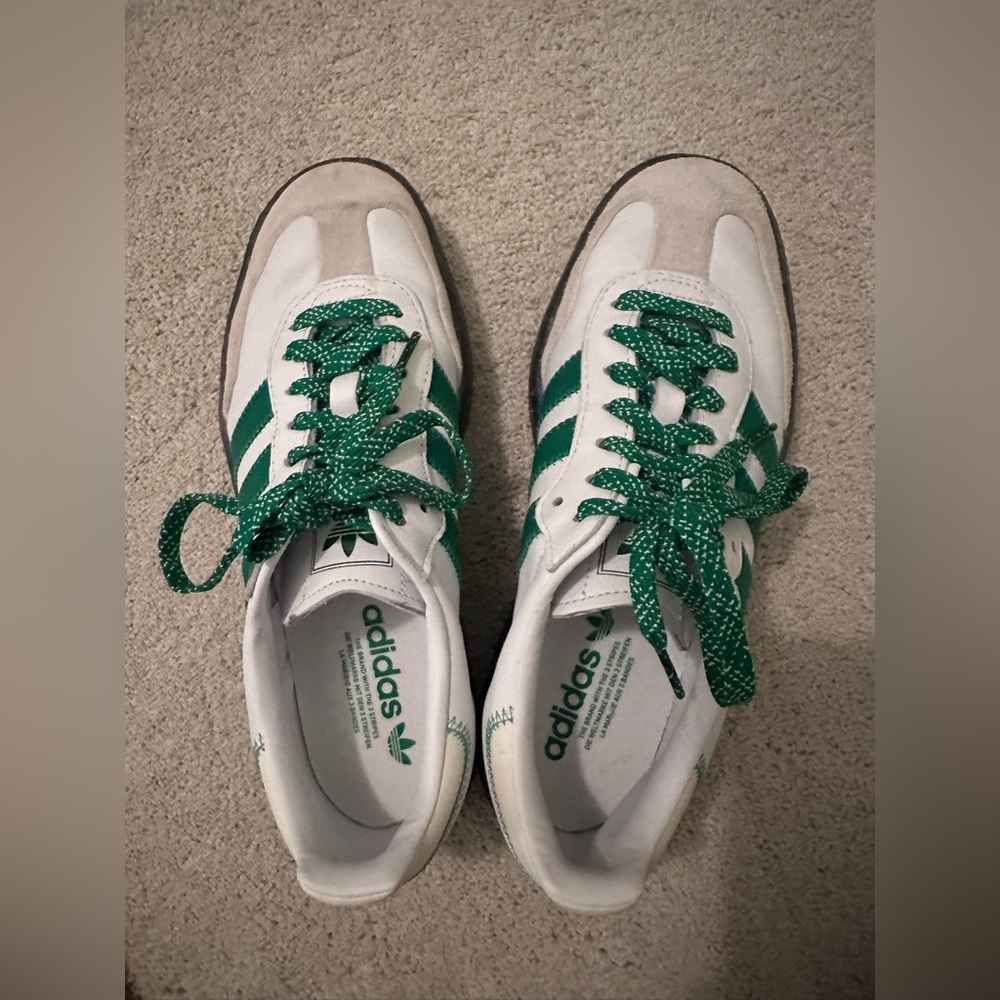 Adidas Classic White and Green Trainers
